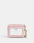 Nwt Coach Zip Card Case In Signature Canvas Cw883 Powder Pink With Box