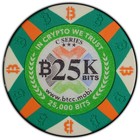Rare 2016 Fully Funded Bit Coin Btcc Green Poker Chip    025 Btc     pcgs Ms-69