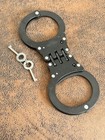 Black Hand Cuffs Stealth Law Enforcement Heavy Duty Hinge Handcuffs Nylon Sheath
