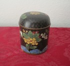 Late 1800s Chinese Import Antique Cloisonne Lidded Round Box Tea Canister Floral