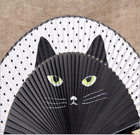 Vintage Japanese Silk Hand Fan Cartoon Cat Painted Folding Fan Craft Gift