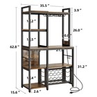 5 Tiers Wine Storage Holders Bakers Rack Kitchen Bar Cabinet With Power Outlets