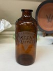 Vtg  Antique E c  Simmons Keen Kutter Oil Brown Glass Acid Etched Bottle   Rare 