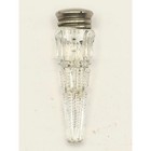 Cut Glass Inkwell Stopper Silver Tone Metal Cap Faceted Vintage