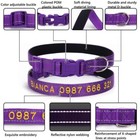 Reflective Nylon Lined Personalized Dog Collar Embroidered Custom Name Phone