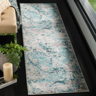 Runner Rug Area Skyler Blue   Ivory 2 Ft X 6 Ft Indoor Bohemian Abstract Pattern