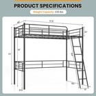 Metal Loft Bed Twin Size For Juniors   Adults  Loft Bed Frame With Ladder  
