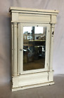 Antique Shabby White Wood Mirror Medicine Wall Cabinet Vtg Chic Old 497-25b