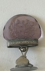 Antique Set Of Seven Czech Intaglio Glass Place Card Holders Clear   Amethyst