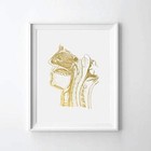 Human Head And Neck Anatomy Gold Foil Print  Gold Print  Human Larynx  