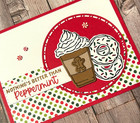 Christmas Greeting Card Kit  X4   Stampin Up Peppermint Coffee Cup Birthday