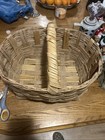 Vintage Woven Wicker Basket-handle-17  X 13  X 9  Deep-gathering storage
