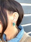 Native American Style Sterling Silver Turquoise Half Cluster Earrings Southwest