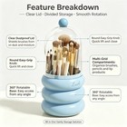 Rotatable Dustproof Makeup Brush Holder With Clear Lid  Multi Compartment Cosmet