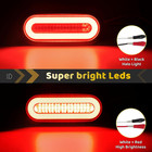 2pcs 6  Inch Smoked Lens Oval Red Halo 52 Leds Trailer Lights W flange Surface