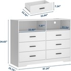 47 w 6 Drawer Dresser For Bedroom Wood Chest Of Drawers Modern Storage Cabinet