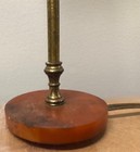 Table Light Lamp Vntg Deco Industrial Minimalist Tall Thin Brass Colored Lucite