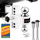 2  Receiver 6  Drop Adjustable Towing Hitch Dual Ball Mount Trailer 12500 Lb