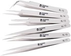 6 Pcs Precision Stainless Steel Tweezers Set - Curved   Straight Tips For Crafts