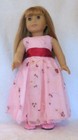 Embroidered Pink Flower Satin Dress Fits 18  American Girl Dolls