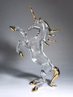 Unicorn Horse Figurine Hand Blown Glass Art  Myth Gold Trim 6  Gift Decor
