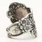 925 Sterling Silver Oxidized Spoon Adjustable Ring Vintage Style Women   s Jewelry