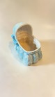 Vintage Napco Japan Baby Bassinet Planter Blue Bow Ceramic 1950s Nursery Decor