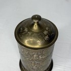 Vintage World Gift Brass Lidded Decorative Tin Canister Etched Floral India