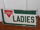 Vintage Conoco Ladies Restroom Double Sided Flange Sign
