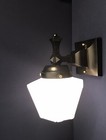 Pair Cast Iron Porch Light Fixture Wall Lamp Sconce Frosted Shade Brass Restored
