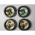 Vintage Sweney Wildlife Coasters Set Of 4 Bass Fish And Woodcock Bird Beaded Rim