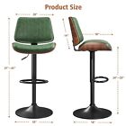 Bar Stools Set Of 2 Swivel Adjustable W pu Leather Back For Kitchen Dining Green