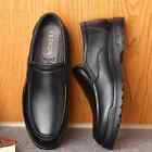 Vintage Men Leather Dress Shoes Slip On Business Casual Footwear Classic Flats