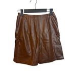 Juniorite New York 1970s Vintage Brown Highwaisted Retro Leather Shorts Size 2-4