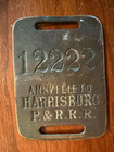 Rare Railroad Baggage Tag P r Rr Pennsylvania Reading Harrisburg Patented 1858