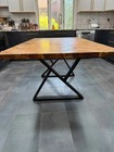 72x39    Handmade Wood Dining Table     Chevron Top  Black Steel Base  Modern Design