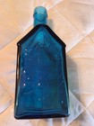 Vintage  Weaton Blue Glass 1840 E c  Booz s Old Cabin Whiskey Bottle- 8 1 2    