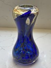 Vintage Cobalt Blue   Gold Art Glass Vase  Karl Wiedmann Style  Germany