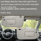 Pair Gray Side Sun Visor W light For 2013-2020 Infiniti Qx60 96401-9pb0a