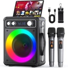 Karaoke Machine  Portable Bluetooth Karaoke Speaker With 2 Wireless Microphon   