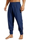 Mens Medieval Pirate Pants Viking Trousers   Renaissance Large Navy Blue
