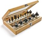 15pc Irwin 1 4  Carbide Router Bit Set Roundover Roman Ogee Cove Flush 1901048