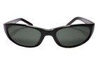 Genuine Vintage Mod Style Black Wrap Sunglasses Oval Lenses Bold Thick Frame