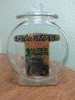 Antique Rare Store Planters Peanuts Glass Jar   Lid Fishbowl  13   x9 5    Label Usa