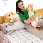 Cute Cat Plush Long Body Pillow Soft Stuffed Animal Cuddle Doll 19 Inch Orange