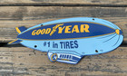 Vintage Goodyear Tires Blimp Tyres Sales   Service Porcelain Gasoline Gas Sign