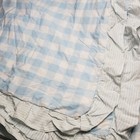 Pottery Barn Kids Twin Gingham Buffalo Check Stripe Ruffle Duvet Blue