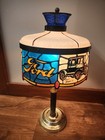 Vtg 1970s Ford Dealer Desk Table Lamp Tiffany Style Faux Stained Glass Advertise