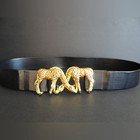 Vintage Double Giraffe Belt Buckle Signed Mimi Di N 1992  Enamel