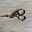 Vintage 3 1 2  Tiny Stork Embroidery Sewing Needle Point Scissors Sharp See Pics